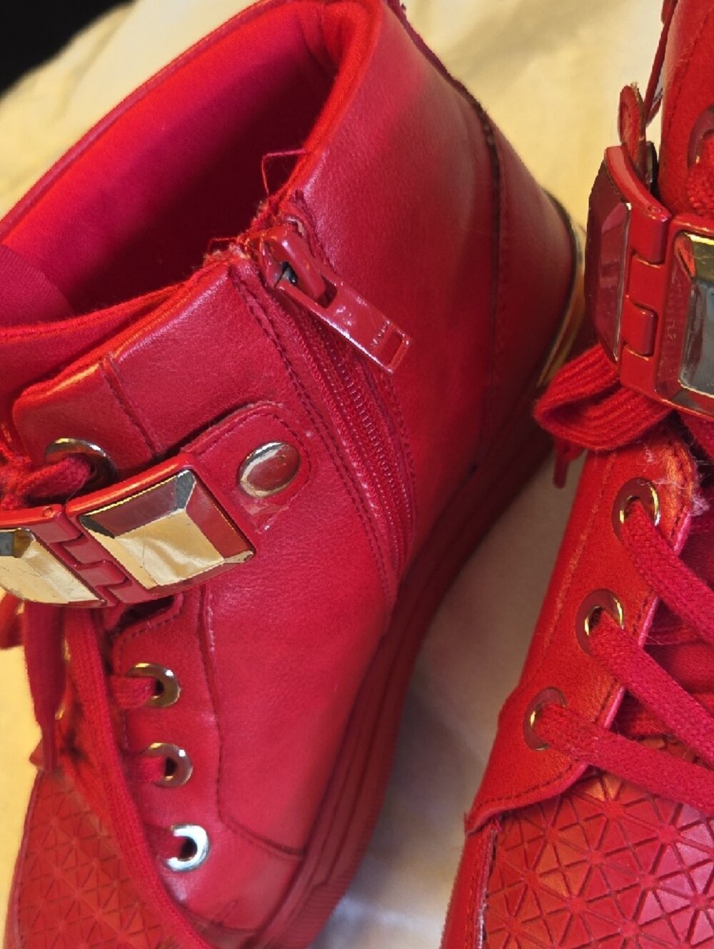 Aldo Red High-Top Women's Sneakers with Metallic Accents - Picture 4 of 6